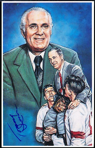 1993 Diamond Connection Hall of Fame Legends Art Card- #35 Tommy Ivan, Red Wings- Autographed