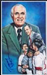1993 Diamond Connection Hall of Fame Legends Art Card- #35 Tommy Ivan, Red Wings- Autographed