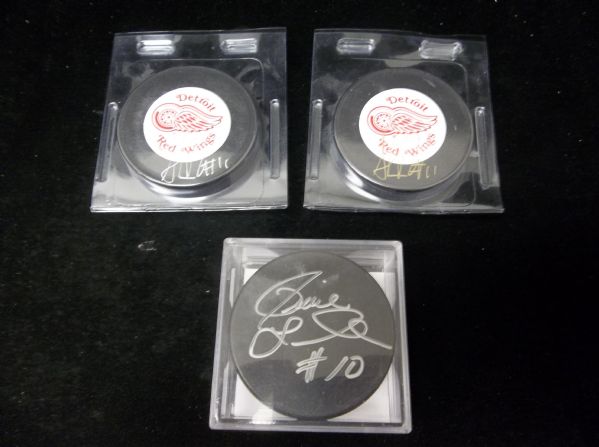3 Asst. Autographed Hockey Pucks