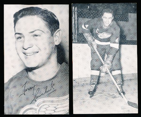 3 Diff. J. D. McCarthy Detroit Red Wings B/W Hockey Postcards