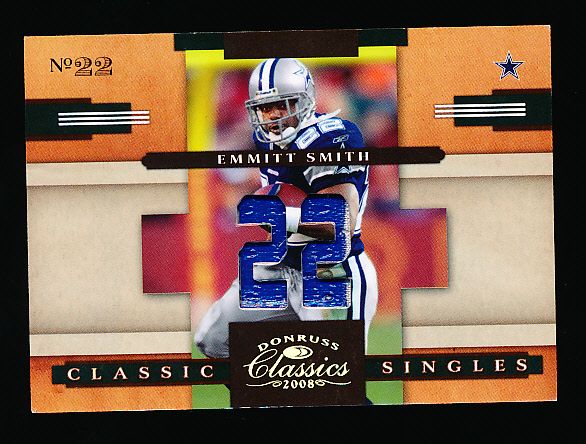 2008 Donruss Classics Ftbl. “Classic Singles Prime” #CS-1 Emmitt Smith, Cowboys- #1/25!