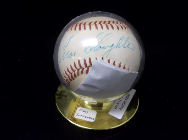 Enos Slaughter Autographed Rawlings Official League Baseball