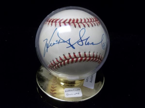 Heathcliff Slocumb Autographed Official NL Leonard Coleman Baseball