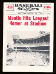 1961 Nu Card Bb Scoops- #450 Mantle Hits Longest Homer at Stadium
