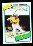 1980 Topps Bb- #482 Rickey Henderson RC