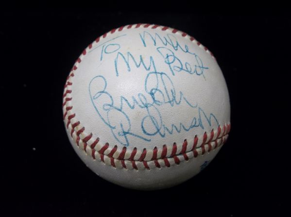 Brooks Robinson Autographed Official AL Bobby Brown Bsbl.
