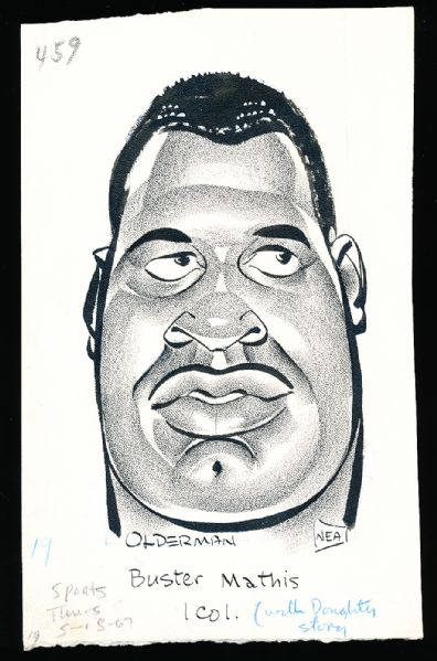 Murray Olderman Original Drawing- Buster Mathis, Boxing