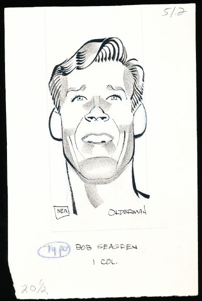 Murray Olderman Original Drawing- Bob Seagren, Track and Field