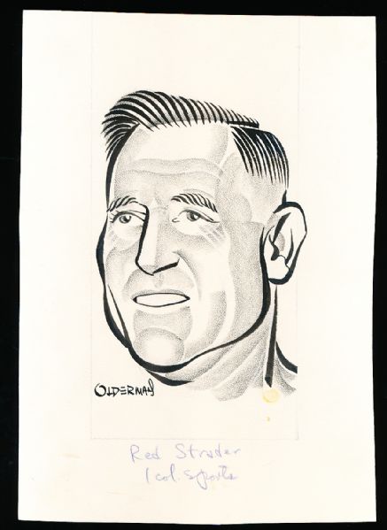 Murray Olderman Original Drawing- Red Strader, Football