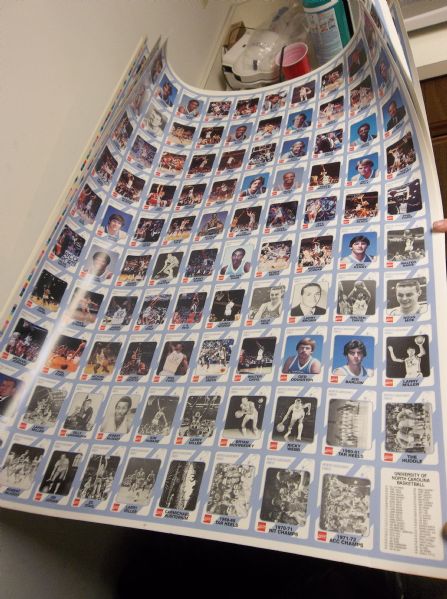 1989 Collegiate Collection North Carolina Basketball Uncut Sheets of 100 Cards- 8 Sheets (4 Sets)