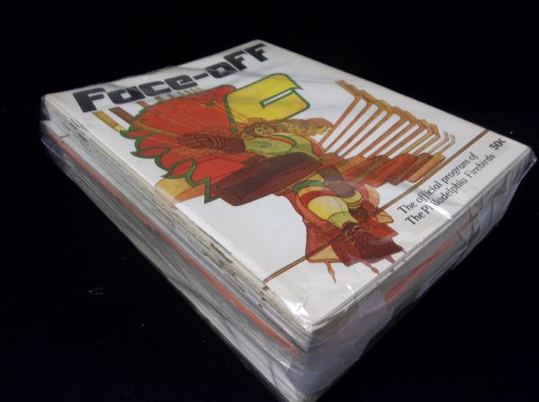1975-’79 Philadelphia Firebirds Hockey Programs Large Clean-Up Group- 40 Asst. Programs