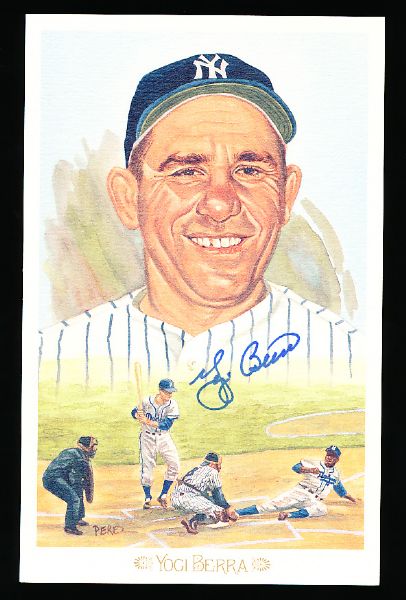 1989 Perez-Steele Celebration Bsbl. Postcard- #6 Yogi Berra, Yankees- Autographed