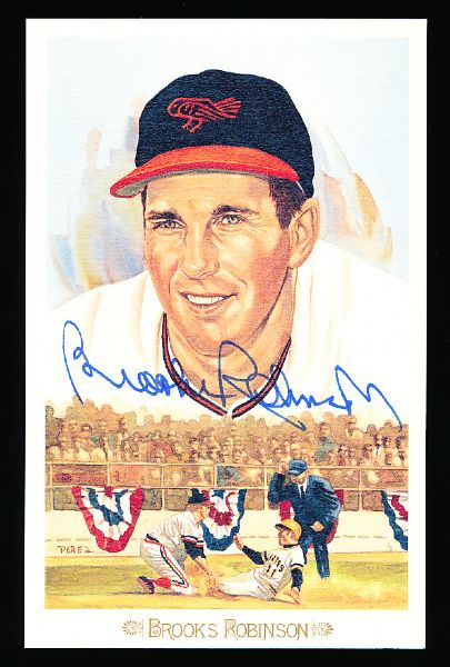 1989 Perez-Steele Celebration Bsbl. Postcard- #35 Brooks Robinson, Orioles- Autographed