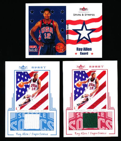 2003-04 Fleer Avant Bskbl.- 3 Diff. Ray Allen Game Worn Jersey Cards