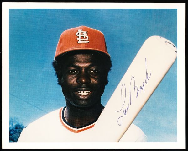 Lou Brock Autographed St. Louis Cardinals 8 x 10 Color Photo