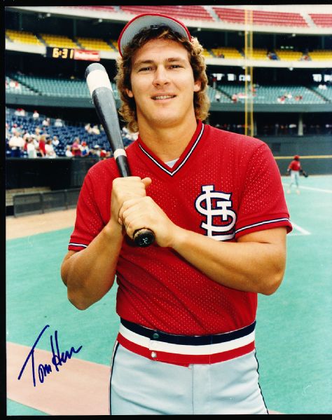 Tom Herr Autographed St. Louis Cardinals 8 x 10 Color Photo