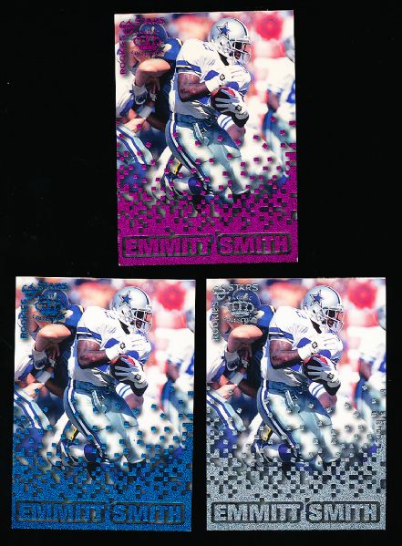 1995 Pacific Triple Folders Ftbl. “Rookies and Stars” #10 Emmitt Smith- 4 Diff. Cards