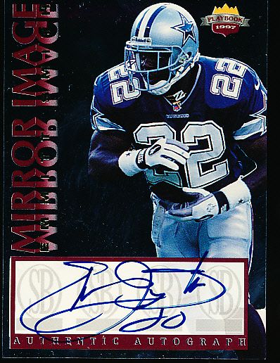 1997 Score Board Playbook Ftbl. “Mirror Image Autographs” #3 Emmitt Smith, Cowboys
