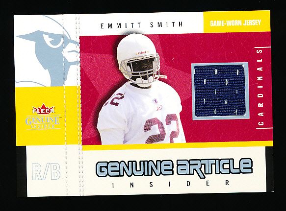 2003 Fleer Genuine Insider Ftbl. “Genuine Article” #ES Emmitt Smith, Cardinals