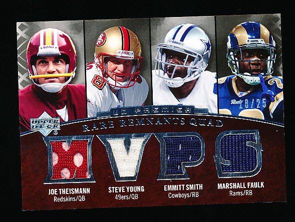 2007 Upper Deck Premier Ftbl. “Rare Remnants Quad” #TYSF J. Theismann/ S. Young/ E. Smith/ M. Faulk