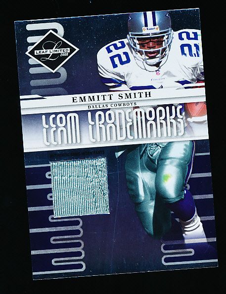 2008 Leaf Limited Ftbl. “Team Trademarks Material” #T-3 Emmitt Smith, Cowboys- #11/44!