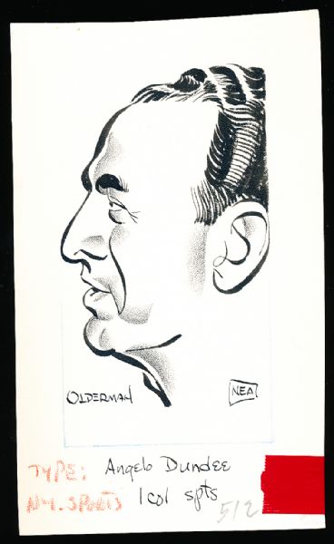 Murray Olderman Original Drawing- Angelo Dundee, Boxing