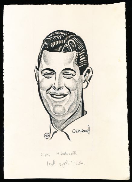 Murray Olderman Original Drawing- Cary Middlecoff, Golf