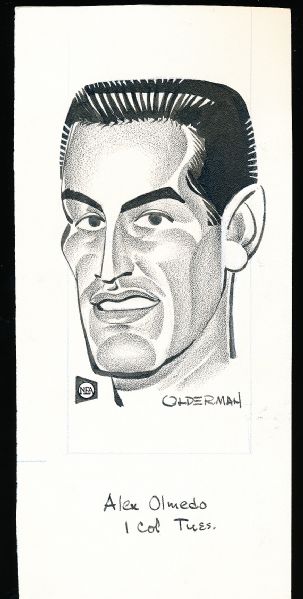 Murray Olderman Original Drawing- Alex Olmedo, Tennis