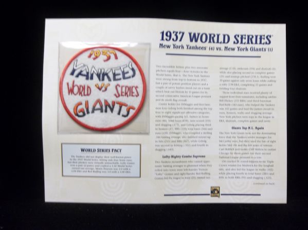 Willabee & Ward 1937 World Series N.Y. Yankees vs. N.Y. Giants Patch