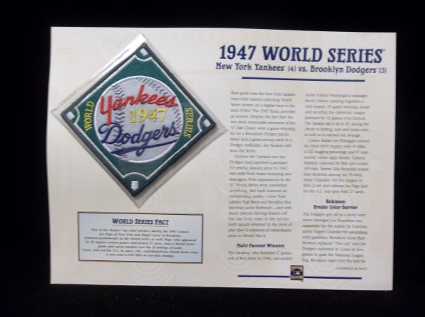Willabee & Ward 1947 World Series N.Y. Yankees vs. Brooklyn Dodgers Patch
