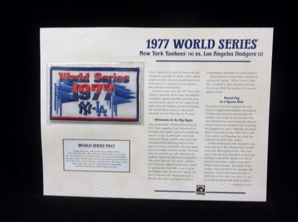 Willabee & Ward 1977 World Series N.Y. Yankees vs. Los Angeles Dodgers Patch