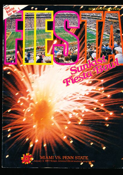 January 2, 1987 Fiesta Bowl College Ftbl. Program- Miami vs. Penn State