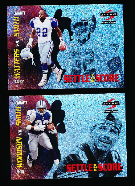 1996 Score Ftbl. “Settle the Score”- 2 Diff. Emmitt Smith Cards