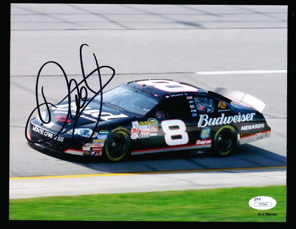 Dale Earnhardt, Jr. Autographed Budweiser Racing #8 Car 8” x 10” Photo- JSA Authenticated