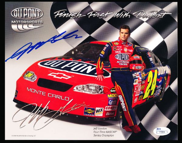 Jeff Gordon Autographed DuPont Racing 8” x 10” Handout- JSA Authenticated