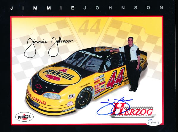 Jimmie Johnson Autographed Herzog Racing 8-½” x 11” Handout- JSA Authenticated