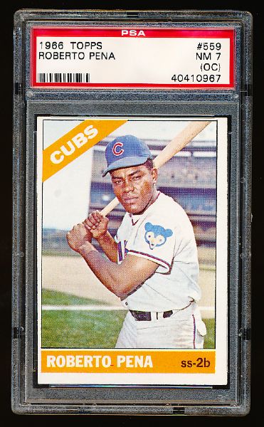 1966 Topps Bsbl. #559 Roberto Pena, Cubs- PSA Graded NrMt 7(OC)