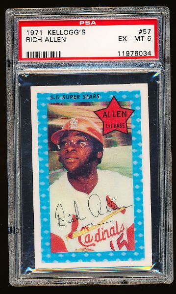 1971 Kellogg’s Bsbl. #57 Rich Allen, Cardinals- PSA Graded Ex