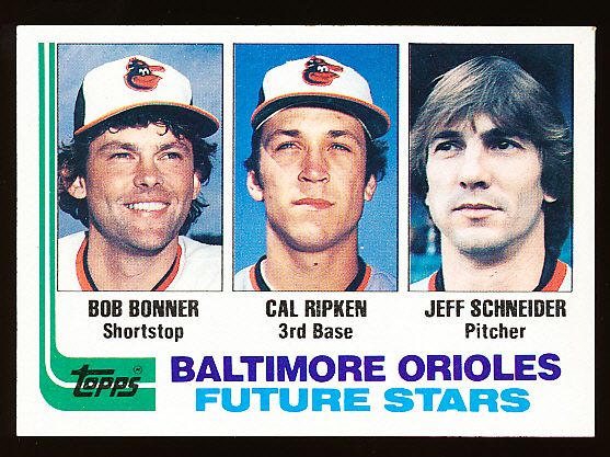 1982 Topps Bsbl. #21 Bonner/C. Ripken, Jr. RC/Schneider