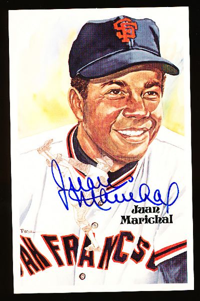 1983 Perez-Steele Bsbl. HOF Postcard #183 Juan Marichal, Giants- Autographed