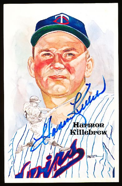 1985 Perez-Steele Bsbl. HOF Postcard #188 Harmon Killebrew, Twins- Autographed