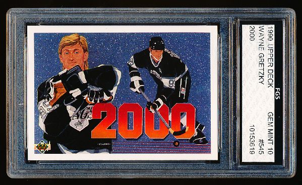 1990-91 Upper Deck Hockey #525 Wayne Gretzky 2000 Goals- Finest Grading Service Gem Mint 10.