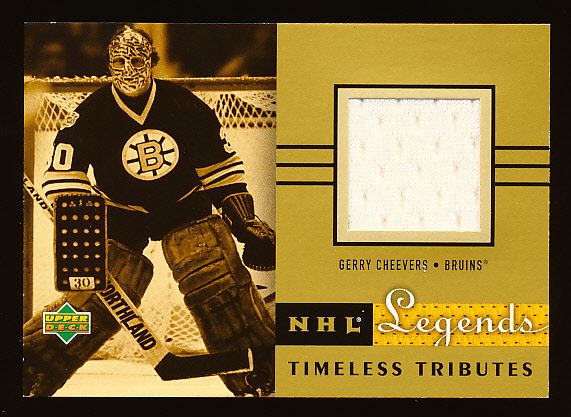 2001-02 Upper Deck Legends Hockey “Timeless Tributes Jersey” #GC Gerry Cheevers, Bruins