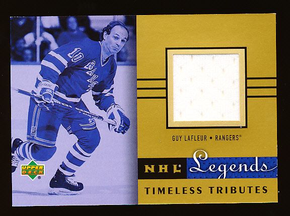 2001-02 Upper Deck Legends Hockey “Timeless Tributes Jersey” #LF Guy LaFleur, Rangers