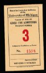 1931-32 University of Michigan Student Ftbl. Athletic Coupon/Ticket
