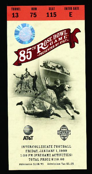 1999 Rose Bowl College Football Ticket Stub- Wisconsin vs. UCLA