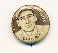 1910-12 P2 Sweet Caporal BB Pin- Doolan, Phillies- Small letters version
