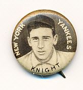 1910-12 P2 Sweet Caporal BB Pin- Knight, New York Yankees – Small letters