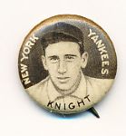 1910-12 P2 Sweet Caporal BB Pin- Knight, New York Yankees – Small letters