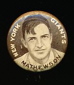 1910-12 P2 Sweet Caporal BB Pin- Christy Mathewson, Giants- Small letters version